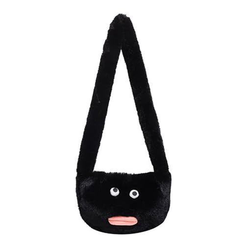 BABYVIVA Tasche für Damen, Mädchen, niedliche Plüsch-Umhängetasche, großes Fassungsvermögen, Handtasche, Geldbörse, Kunstpelz, Einkaufen, Dating-Taschen, Handtasche, Schwarz , 27*18*10cm von BABYVIVA