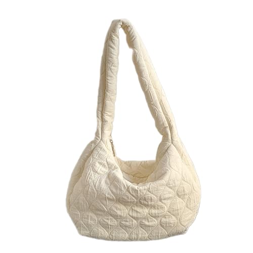 BABYVIVA Tasche für Damen, Nylon, Knödeltasche für Damen und Mädchen, großes Fassungsvermögen, gesteppte Umhängetasche, modisch, trendig, vielseitige Einkaufstasche, weiß, 25*10*27cm von BABYVIVA