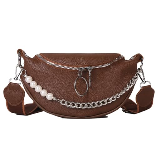 BABYVIVA Tasche für Damen, PU-Leder, Umhängetasche, einfache Kette, Umhängetasche, koreanischer Stil, Kuriertasche, modische Handytasche und Geldbörse, dunkelbraun, 23.5*13*8cm von BABYVIVA