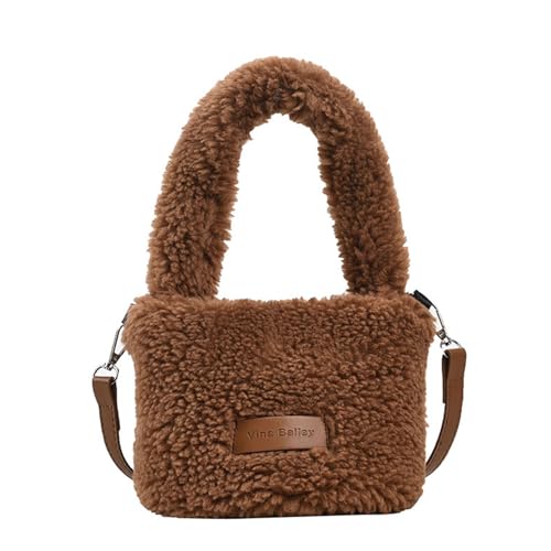 BABYVIVA Tasche für Damen, Plüsch-Eimertasche, tragbar und stilvoll, Handtasche, Schultertasche, Crossbody-Tasche für Kinder und Frauen, braun, As shown in the picture (1-3cm error) von BABYVIVA