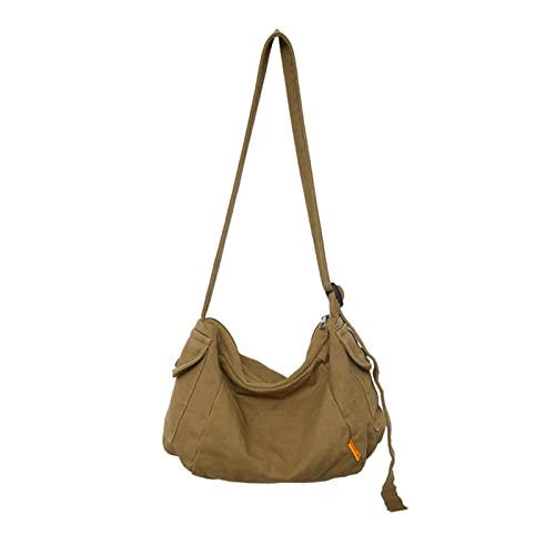 BABYVIVA Tasche für Damen, Segeltuch, Umhängetasche, Unisex, lässig, Umhängetasche, koreanischer Stil, Kuriertasche, große Kapazität, Freizeittasche, Studententasche, coffee, As shown (error 1-3cm) von BABYVIVA