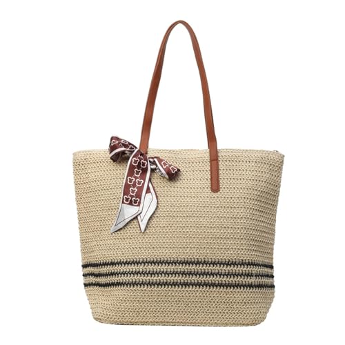 BABYVIVA Tasche für Damen, Stroh-Umhängetasche, modische Strandtasche, Damen-Handtasche, große Kapazität, Rattan-Tasche, Mädchen, Urlaub, Freizeittasche, beige, As shown in the picture (1-3cm error) von BABYVIVA