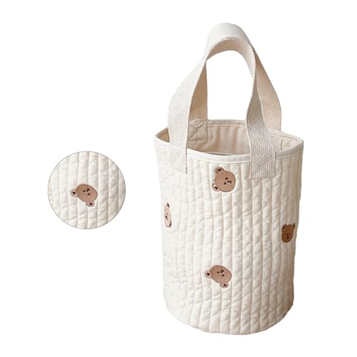 BABYVIVA Tasche für Damen, gesteppte Wickeltasche, Sticktasche, große Kapazität, Handtasche, Baumwolle, Reise-Kinderwagen, Aufbewahrungstasche für Damen, bär, Reference picture information von BABYVIVA