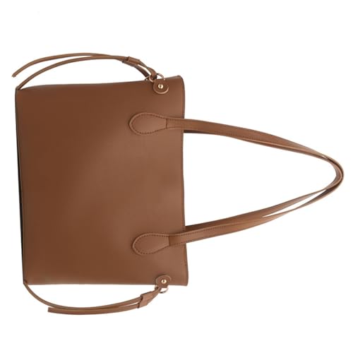 BABYVIVA Tasche für Damen, große Kapazität, PU-Leder, Schultertasche mit Tragegriff oben, modisch, einfarbig, große Handtasche für Schule, Arbeit, Reisen, hellbraun, 29.5*25.5*12cm von BABYVIVA