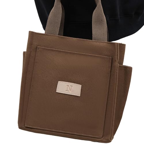 BABYVIVA Tasche für Damen, japanischer Stil, Leinen, lässige Handtasche, mehrere Taschen, Griff oben, Arbeitstasche, coffee, As shown in the picture (error 1-3cm) von BABYVIVA