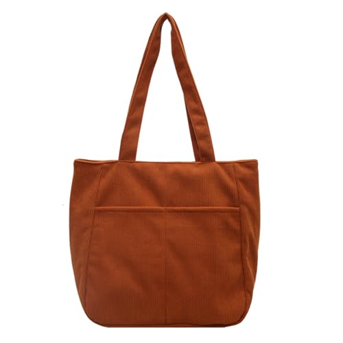 BABYVIVA Tasche für Damen, stilvolle Umhängetasche aus Cord mit Reißverschluss, große Kapazität, Handtasche für Damen, perfekt für Arbeit, Schule und Reisen, braun, As shown in the picture (error von BABYVIVA