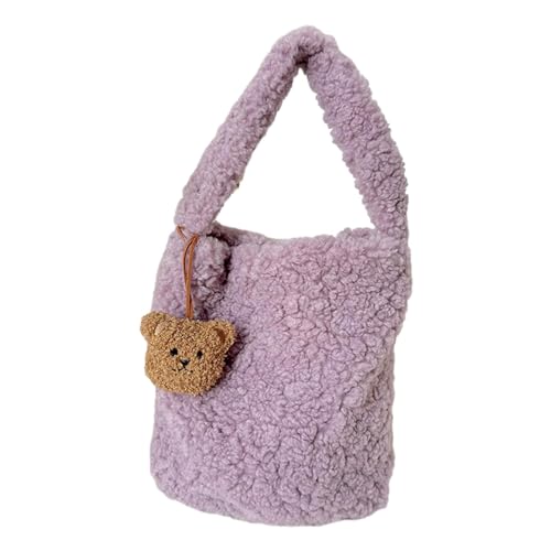 BABYVIVA Tasche für Damen, süße Umhängetasche, modische Tasche, einfarbig, Tragegriff oben, Handtasche, Mädchen, große Kapazität, Einkaufstasche, Taro Violett, Reference picture information von BABYVIVA