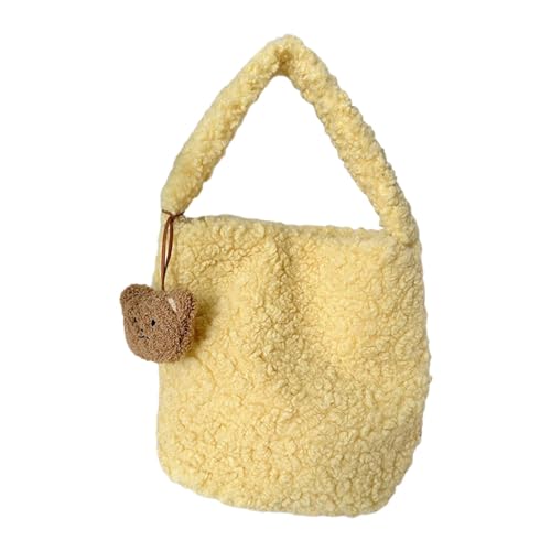 BABYVIVA Tasche für Damen, süße Umhängetasche, modische Tasche, einfarbig, Tragegriff oben, Handtasche, Mädchen, große Kapazität, Einkaufstasche, gelb, Reference picture information von BABYVIVA