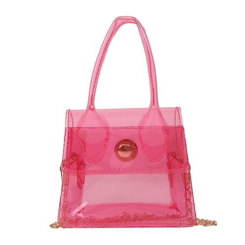 BABYVIVA Tasche für Damen, transparent, Gelee, klein, quadratisch, PVC, Umhängetasche, transparente Umhängetasche, modische Handtasche, hot pink, As shown in the picture (error 1-3cm) von BABYVIVA