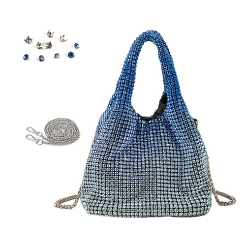 BABYVIVA Tasche für Damen, volle Strass-Tasche für Damen, glitzernde Geldbörse, Kristalle, Clutch, Eimer, Handtaschen für Party, Abschlussball, Hochzeit, Cataclysmic Blue, 15*15*15cm von BABYVIVA