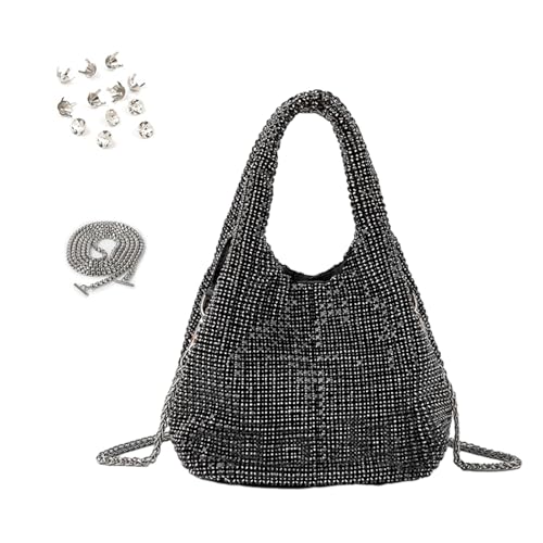 BABYVIVA Tasche für Damen, volle Strass-Tasche für Damen, glitzernde Geldbörse, Kristalle, Clutch, Eimer, Handtaschen für Party, Abschlussball, Hochzeit, Schwarz , 15*15*15cm von BABYVIVA