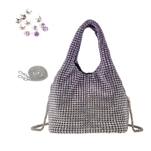 BABYVIVA Tasche für Damen, volle Strass-Tasche für Damen, glitzernde Geldbörse, Kristalle, Clutch, Eimer, Handtaschen für Party, Abschlussball, Hochzeit, Violent Purple, 15*15*15cm von BABYVIVA