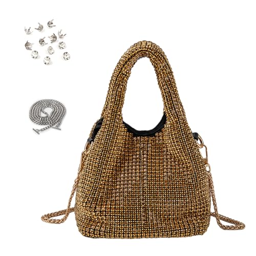 BABYVIVA Tasche für Damen, volle Strass-Tasche für Damen, glitzernde Geldbörse, Kristalle, Clutch, Eimer, Handtaschen für Party, Abschlussball, Hochzeit, gold, 15*15*15cm von BABYVIVA