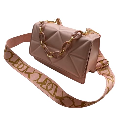 BABYVIVA Umhängetasche für Damen, 2023, Crossbody-Tasche für Mädchen und Frauen, breites Band, quadratische Tasche, große Kapazität, Umhängetasche, modische Kettentasche, 1, 20*12.5*7cm von BABYVIVA