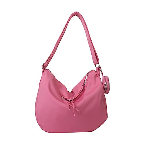 BABYVIVA Umhängetasche für Damen, 2023, modische Umhängetaschen aus Segeltuch, Umhängetasche, Reisetasche, große Kapazität, Hobo-Taschen mit Anhänger, rose pink, As shown (error 1-3cm) von BABYVIVA