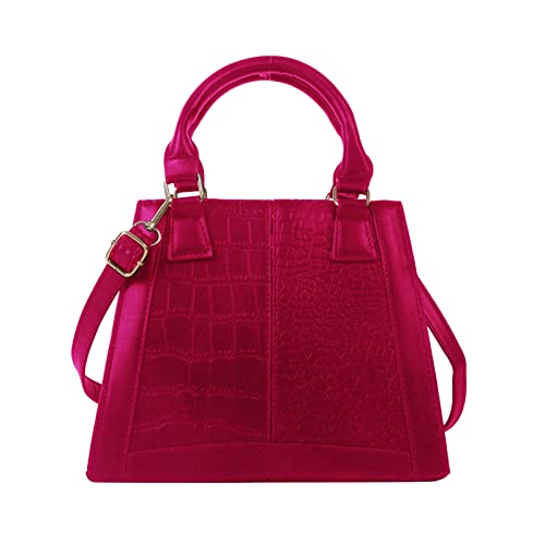 BABYVIVA Umhängetasche für Damen, PU-Leder, modische Umhängetasche, Mädchen, einfache Kuriertasche, lässige Handtasche, einfarbige Tasche, hot pink, As shown in the picture (error 1-3cm) von BABYVIVA