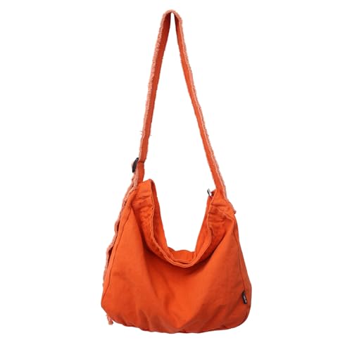 BABYVIVA Umhängetasche für Damen, Segeltuch, Umhängetasche, ästhetische Umhängetasche, großes Fassungsvermögen, Kuriertasche, Studenten, Schultasche für Reisen, Orange, As shown in the picture (error von BABYVIVA