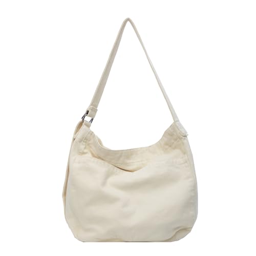 BABYVIVA Umhängetasche für Damen, Umhängetasche mit großem Fassungsvermögen, einfarbig, Segeltuch, Schultertaschen für Mädchen, Frauen, Schulbuchtasche, beige, As shown in the picture (error 1-3cm) von BABYVIVA