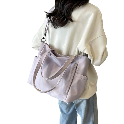 BABYVIVA Umhängetasche für Damen, große Kapazität, Umhängetasche, Nylon-Tasche, Schultertaschen für Mädchen, Frauen, spritzwassergeschützt, Büchertasche, Handtasche, violett, As shown in the picture von BABYVIVA