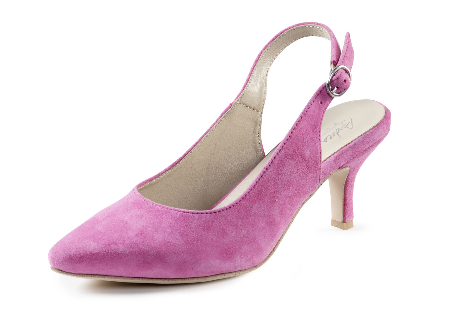 Andrea Conti Sling-Pumps aus weichem Samt-Chevreauleder, Pink, Größe 36 von BADER