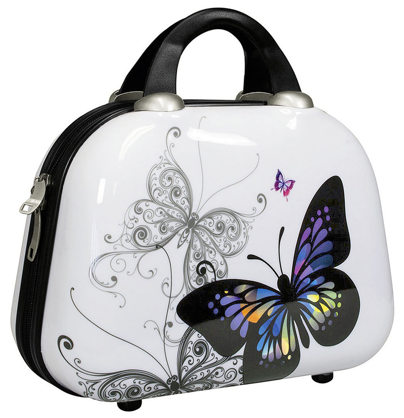 Beautycase Butterfly mit unterteiltem Innenfach, Weiss-Bunt von BADER