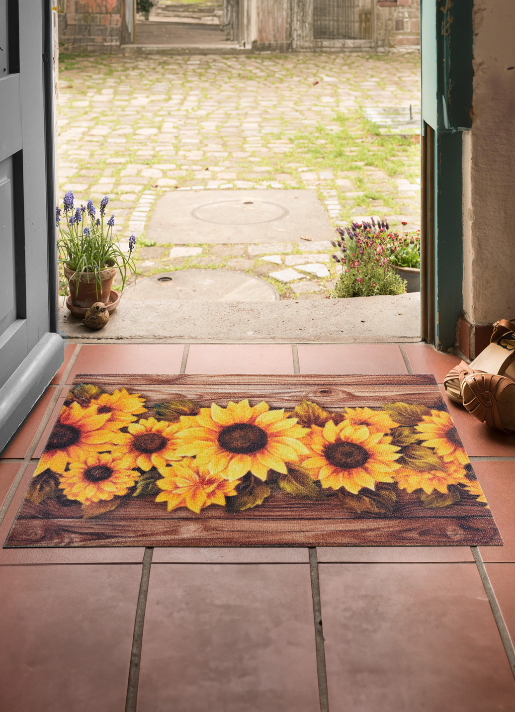 Fußmatte mit Sonennblumen-Motiv, Bunt Fußmatte mit Sonennblumen-Motiv, Bunt von BADER