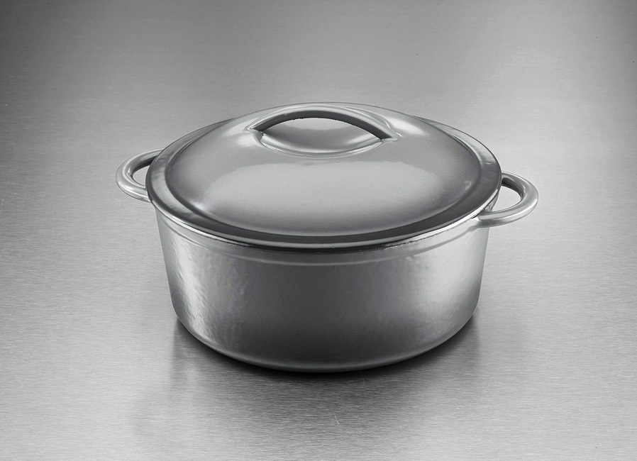Gusseisen-Schmortopf und -Bräter, Bräter oval, Grau Gusseisen-Schmortopf und -Bräter, Bräter oval, Grau von BADER