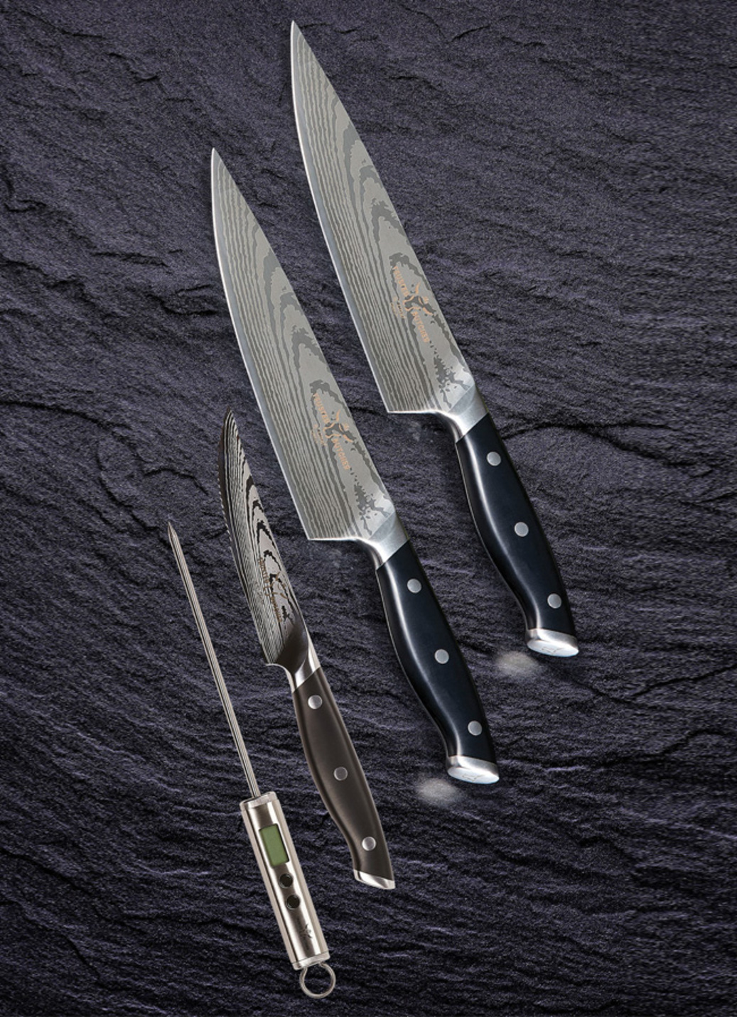 Hochwertige Messer aus erstklassigem Edelstahl, Messer-Set, 4-teilig, Schwarz von BADER
