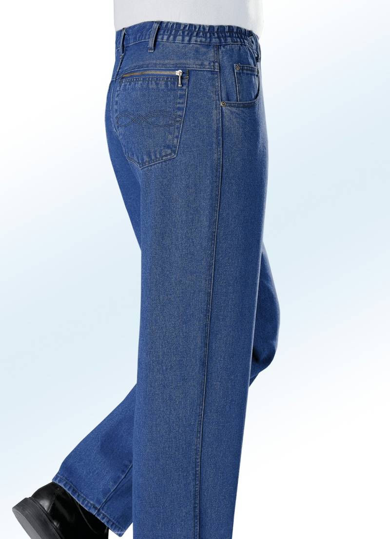 Jeans mit Dehnbundeinsätzen in 3 Farben, Jeansblau, Größe 31 von BADER