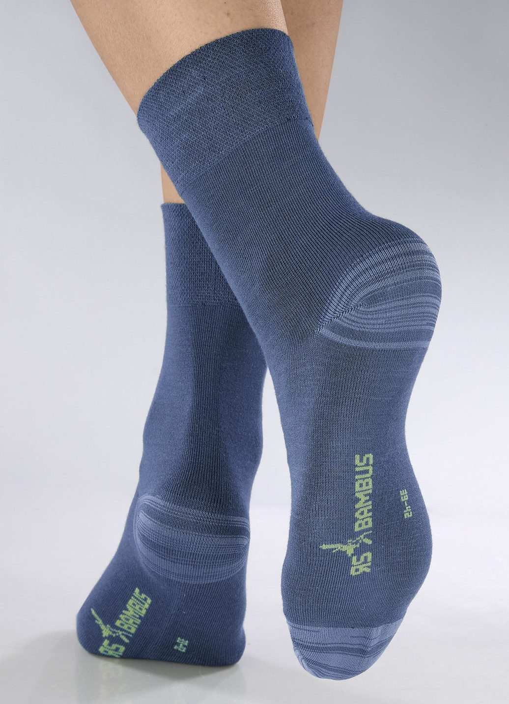 Sechserpack Socken in verschiedenen Farbstellungen, 2X Jeansblau Meliert, 2X Marine Meliert, 2X Nachtblau Meliert, Größe 1 (Schuhgr. 35-38) von BADER