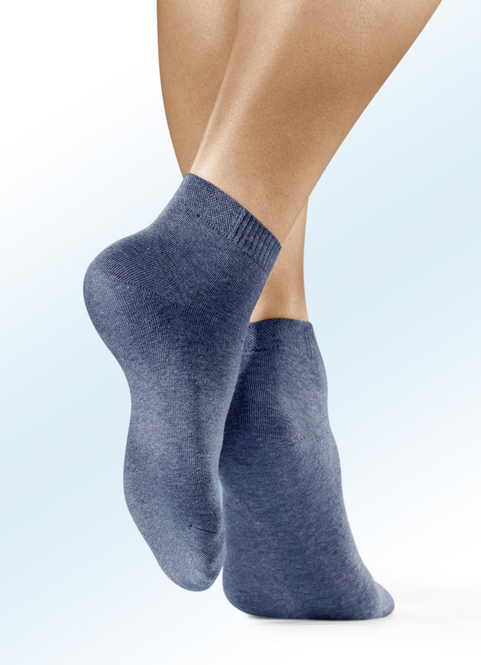 Sechserpack Socken in verschiedenen Farbstellungen, 3x Jeanstöne, 3X Beigetöne, Größe 1 (Schuhgr.35-38) von BADER