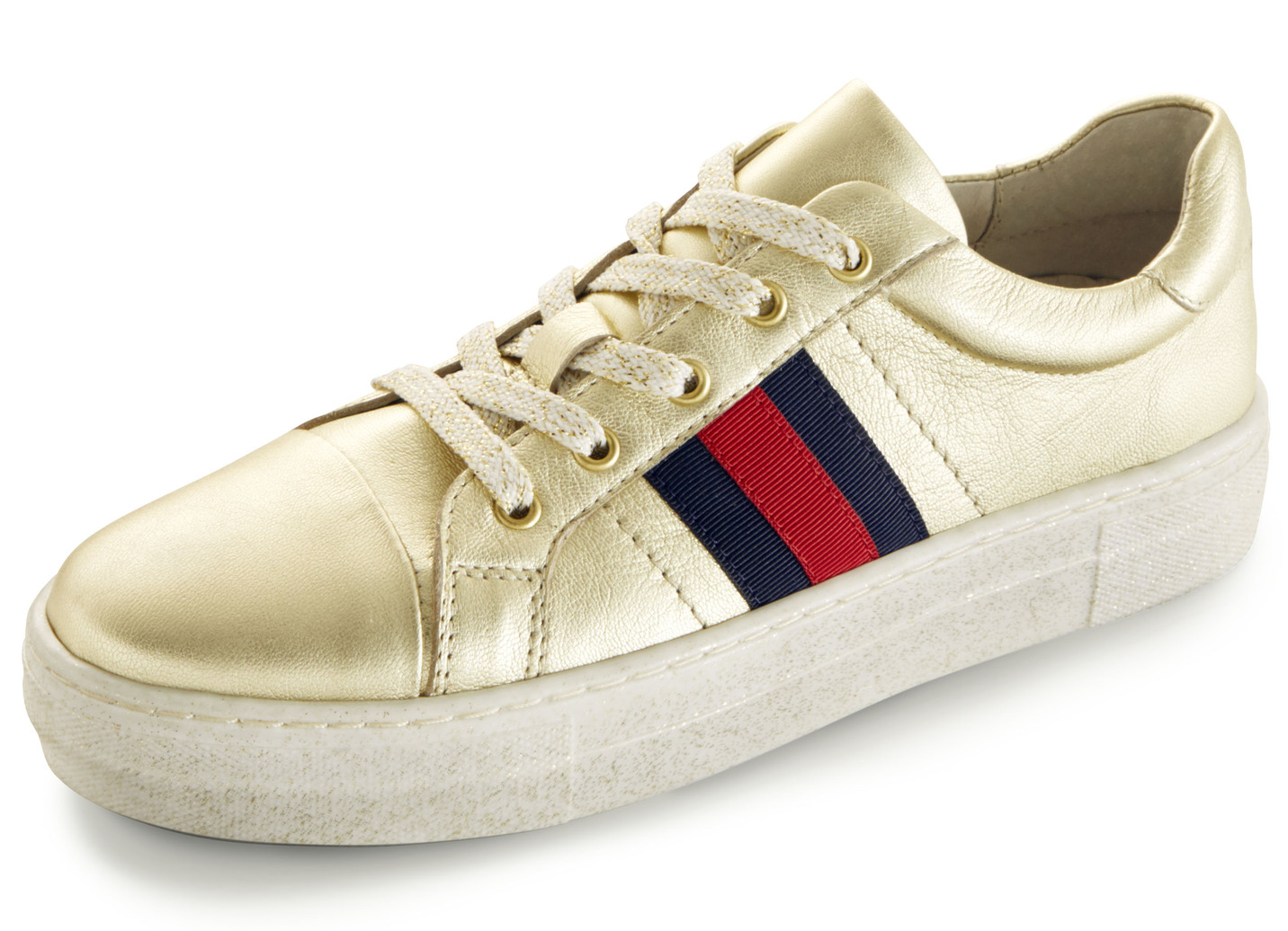 Sneaker aus metallisiertem Nappaleder, Gold, Größe 39 von BADER