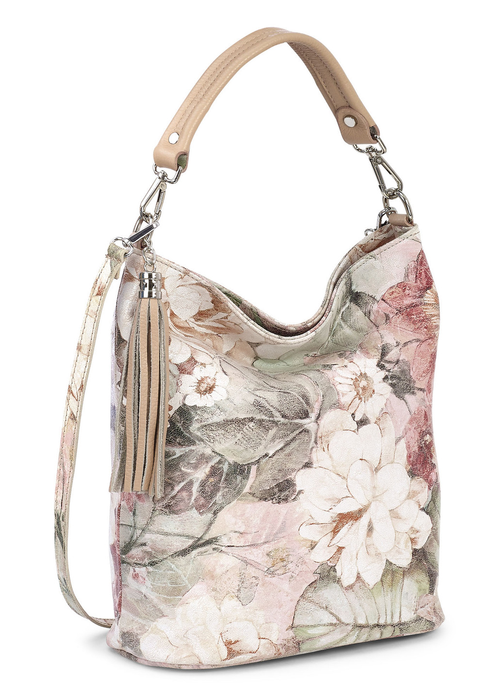 Laurina Tasche mit floraler Musterung, Rosa-Ecru von LAURINA