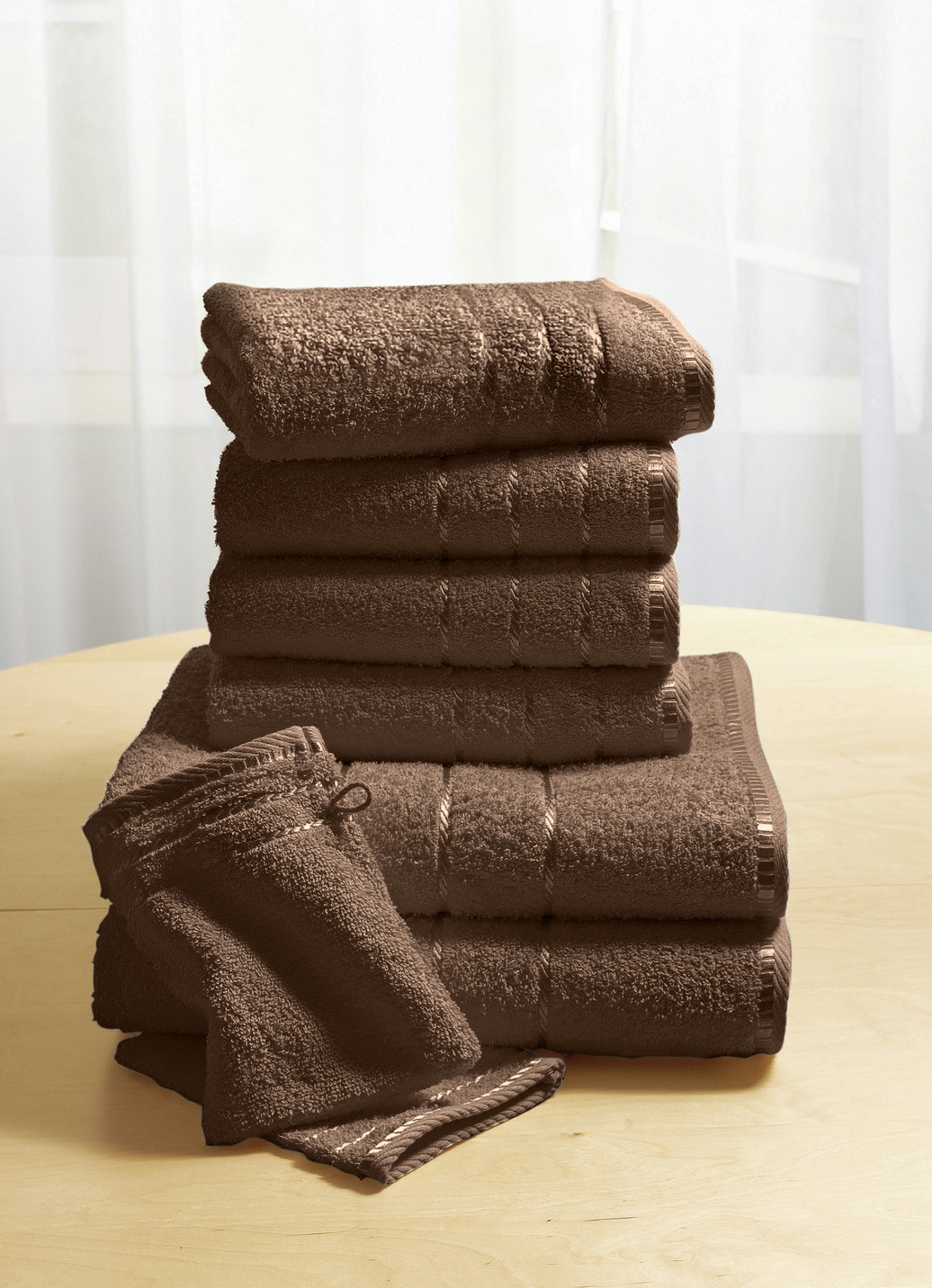 Weiche Walkfrottier-Handtücher aus dichtem Schingenflor, Größe 204 (1 Duschtuch, 70x130 cm), Braun von BADER