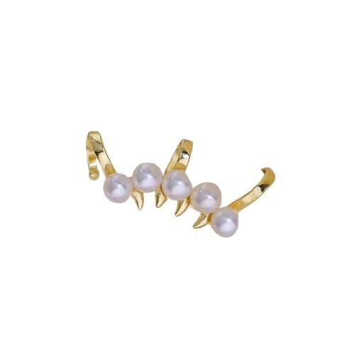 BAFAFA 925 Silber Leerer Halter 4-5mm Natürliche Kleine Runde Perlen Mode Clip Ohrringe Feiner Hochzeitsschmuck for Frauen(Color:Gold plated) von BAFAFA