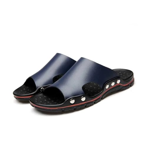 BAFAFA Sommer Leder Sandalen Plus Größe Strand Hausschuhe Casual Schuhe for Männer Mode Flip-Flops Sapatos Hembre Sapatenis Masculino (Color : Blue, Size : 44) von BAFAFA