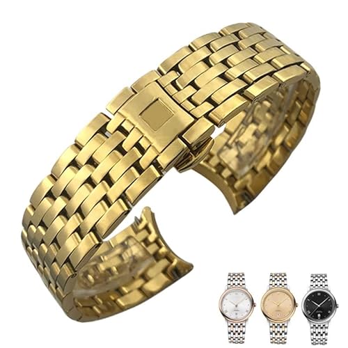 BAHDB 16mm 19mm 20mm 316L Edelstahl-Uhrenarmband mit gebogenem Ende für Omega Orbis Edition-Uhrenarmband mit Faltschließe (Color : Golden, Size : 16mm) von BAHDB