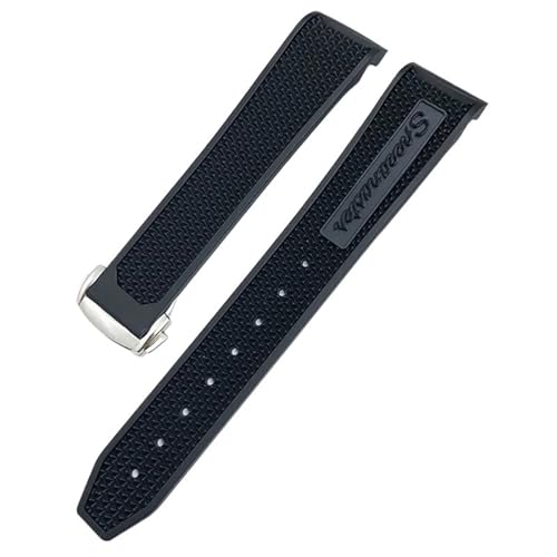 BAHDB 19mm 21mm 20mm Uhrenarmbänder für Omega Speedmaster 326 Uhrenarmband Seamaster 300 Schwarzes Sportarmband Gummi Silikon Weiches Armband(Color:Black silver,Size:19mm) von BAHDB