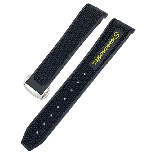 BAHDB 19mm 21mm 20mm Uhrenarmbänder für Omega Speedmaster 326 Uhrenarmband Seamaster 300 Schwarzes Sportarmband Gummi Silikon Weiches Armband(Color:Yellow silver,Size:18mm) von BAHDB