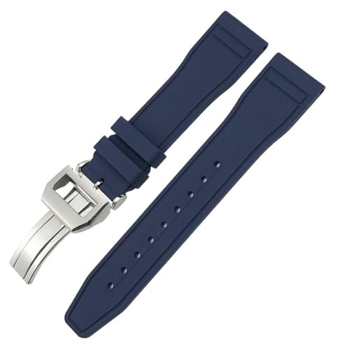 BAHDB 20 mm 21 mm 22 mm weiches Fluorkautschuk-FKM-Uhrenarmband für IWC Big Pilot Portofino TOP GUN Uhrenarmband aus Naturkautschuk (Color : Dark Blue Square, Size : 20mm) von BAHDB