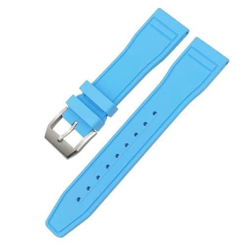 BAHDB 20 mm 21 mm 22 mm weiches Fluorkautschuk-FKM-Uhrenarmband für IWC Big Pilot Portofino TOP GUN Uhrenarmband aus Naturkautschuk (Color : Light Blue Pin, Size : 22mm) von BAHDB