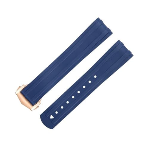 BAHDB 20 mm für Omega-Armband, FKM-Fluorkautschuk, gebogenes Ende, für Seamaster 300 Diving, Edelstahl-Faltschließe, Ersatz-Uhrenarmbänder (Color : Blue 2, Size : 20MM) von BAHDB