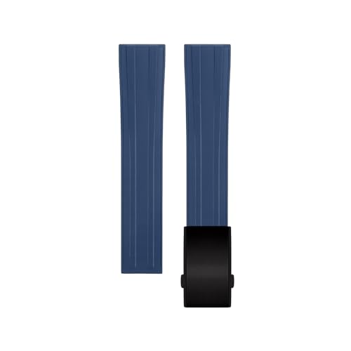 BAHDB 20mm Fluororubber Armband Straps Für Tissot T122 Carson Zhenme 1853 Männer Frauen T122410a T122407A T122207A Handgelenk Strap (Color : Dark Blue Black Buckle, Size : 21mm) von BAHDB