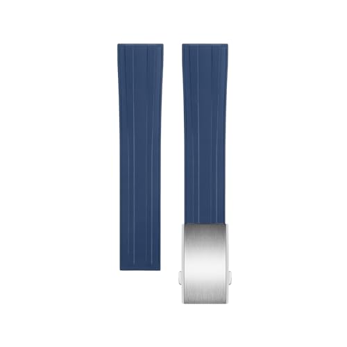 BAHDB 20mm Fluororubber Armband Straps Für Tissot T122 Carson Zhenme 1853 Männer Frauen T122410a T122407A T122207A Handgelenk Strap (Color : Dark Blue Silver Buckle, Size : 20mm) von BAHDB