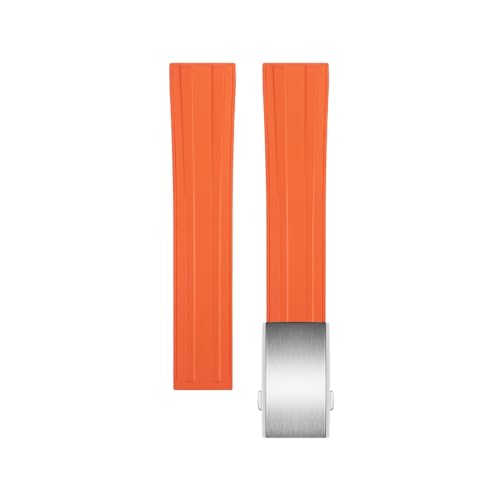 BAHDB 20mm Fluororubber Armband Straps Für Tissot T122 Carson Zhenme 1853 Männer Frauen T122410a T122407A T122207A Handgelenk Strap (Color : Orange Silver Buckle, Size : 20mm) von BAHDB