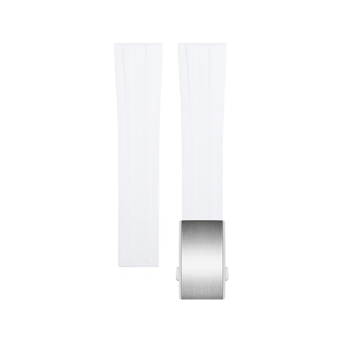 BAHDB 20mm Fluororubber Armband Straps Für Tissot T122 Carson Zhenme 1853 Männer Frauen T122410a T122407A T122207A Handgelenk Strap (Color : White Silver Buckle, Size : 21mm) von BAHDB