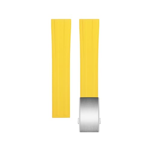 BAHDB 20mm Fluororubber Armband Straps Für Tissot T122 Carson Zhenme 1853 Männer Frauen T122410a T122407A T122207A Handgelenk Strap (Color : Yellow Silver Buckle, Size : 21mm) von BAHDB