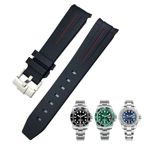 BAHDB 21mm 22mm gebogenes Ende Gummi-Silikon-Uhrenarmband für Rolex Submariner 20mm Daytona wasserdichtes Uhrenarmband(Color:Bre,Size:20mm) von BAHDB