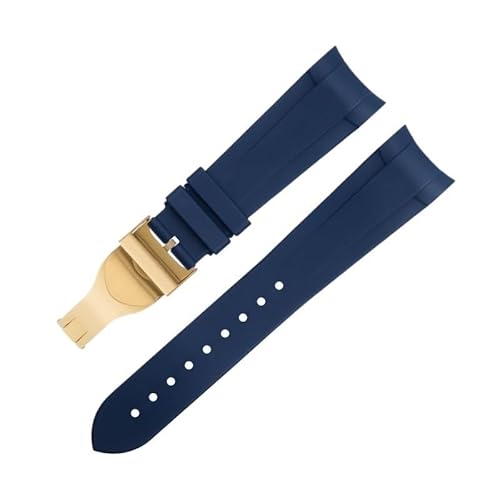 BAHDB 22 mm Fluorkautschuk-Uhrenarmband, speziell für Tudor Strap Bay GMT, gebogenes Ende, Faltschließe, Armband, 41 mm Zifferblatt (Color : Blue 2, Size : 22MM) von BAHDB