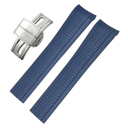 BAHDB 22 mm Fluorkautschuk-Uhrenarmband für Patek Aquanaut 5168G 5968G Philippe Metallstifte mit gebogenem Ende und weichem Uhrenarmband (Color : Blue silver, Size : 21mm) von BAHDB